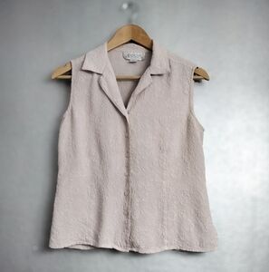 Casual Corner Annex Pink 100% Silk Embossed Blouse   Size M